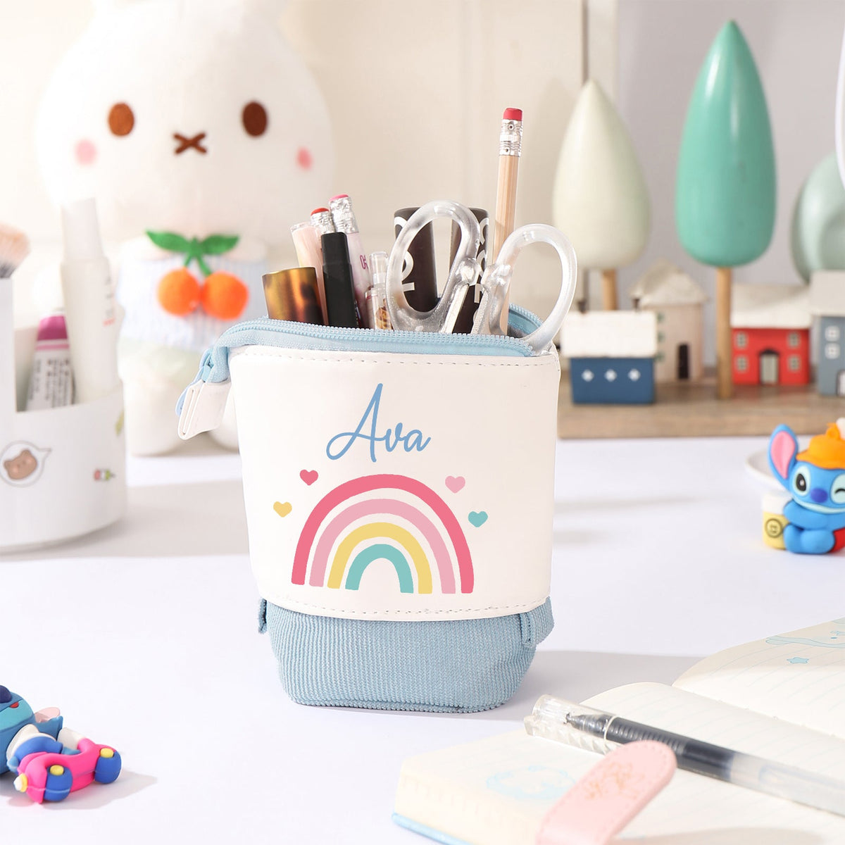 Trousse à Crayons Personnalisée – Avec Prénom ou Photo, Design Arc-en-Ciel Mignon