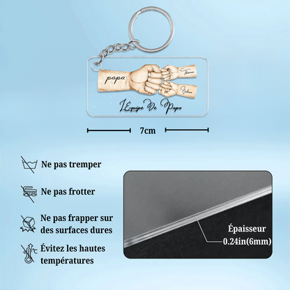 Porte-clés personnalisé “L’équipe de Papa” – Cadeau touchant pour la fête des pères