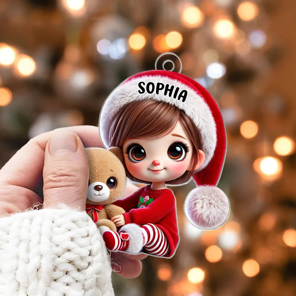 Ornement Acrylique Personnalisé – Adorable Décoration de Noël avec Prénom
