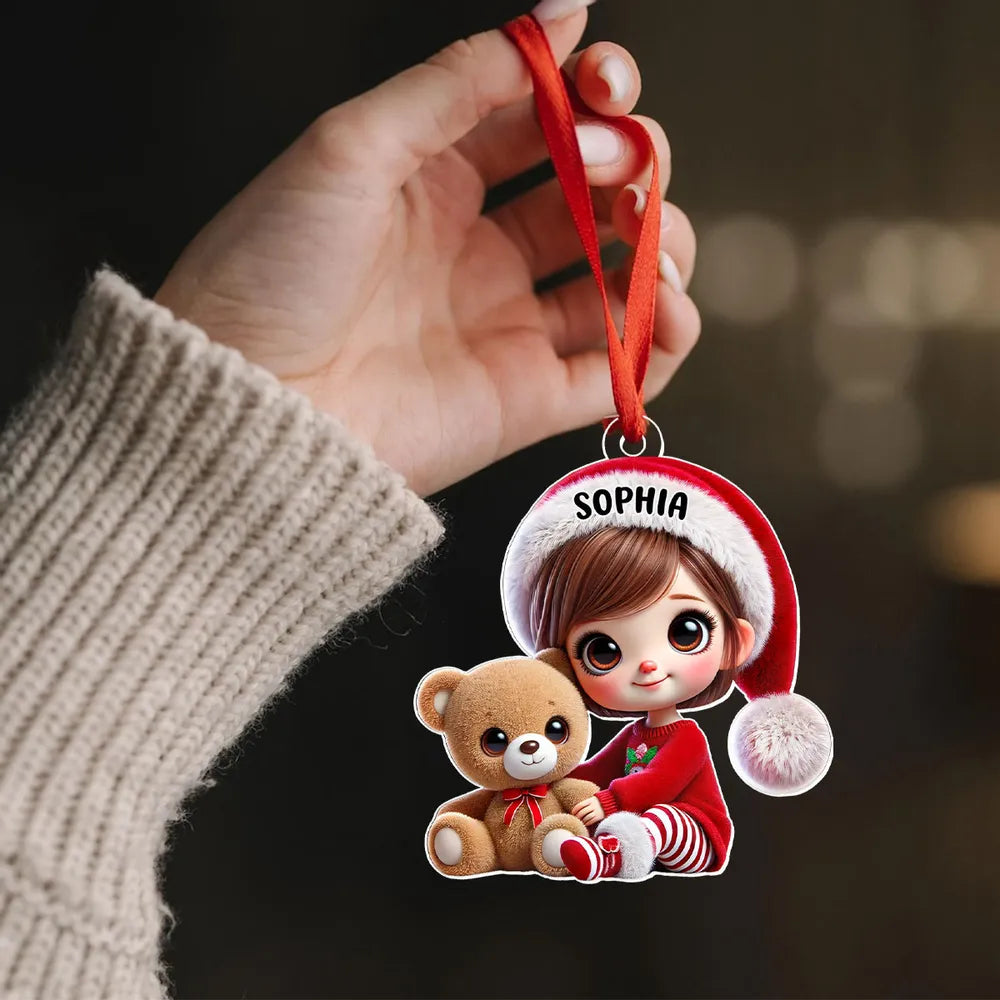 Ornement Acrylique Personnalisé – Adorable Décoration de Noël avec Prénom