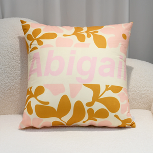 Housse de Coussin Personnalisée avec Nom – Motifs Floraux Rétro