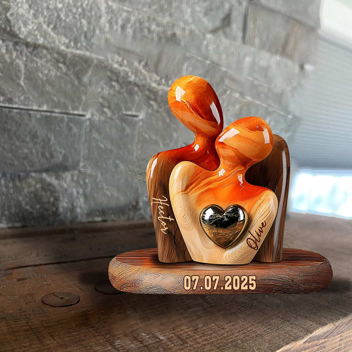 Plaque Acrylique Couple Personnalisée avec Prénoms et Date – Cadeau d’Amour Inoubliable