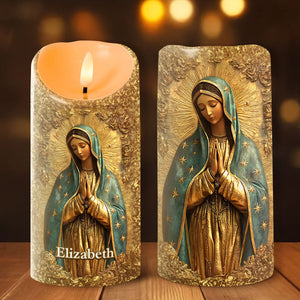Bougie LED Personnalisée avec Sainte Vierge Marie – Lumière Spirituelle et Décoration Émotionnelle