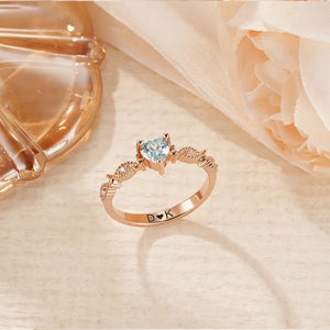 Bague Personnalisée avec Pierre de Naissance – Design Cœur Élégant et Gravure Prénom