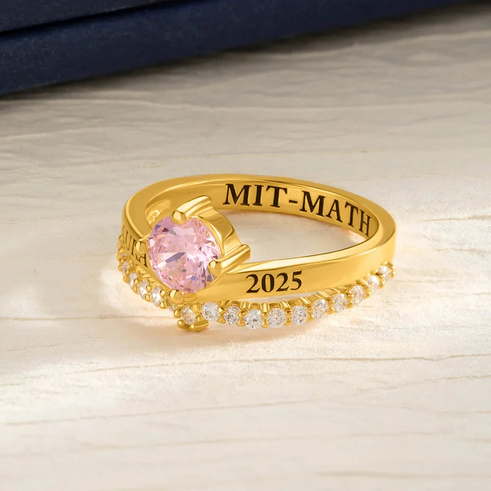 Bague Personnalisée en Zircon – Cadeau Élégant pour Diplômées et Femmes Spéciales