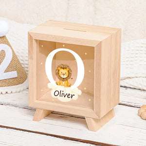 Tirelire en Bois Personnalisée avec Animal – Décoration Ludique pour Enfant