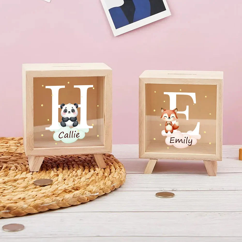Tirelire en Bois Personnalisée avec Animal – Décoration Ludique pour Enfant