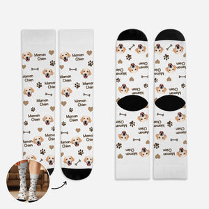 Chaussettes Amusantes pour Amoureux des Chiens-Design Personnalisé avec Photo