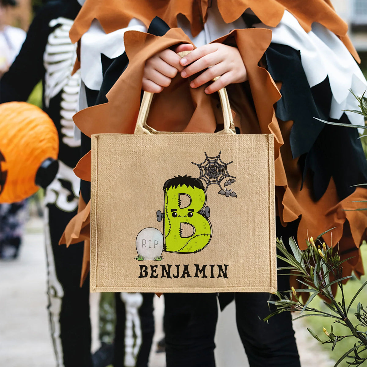 Sac Fourre-Tout Personnalisé Halloween – Design Initiales et Prénom
