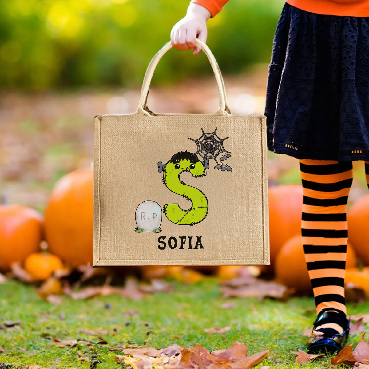 Sac Fourre-Tout Personnalisé Halloween – Design Initiales et Prénom