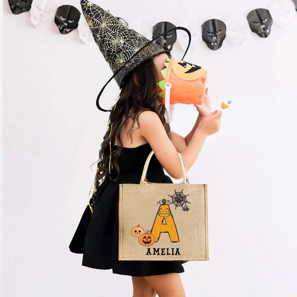 Sac Fourre-Tout Personnalisé Halloween – Design Initiales et Prénom