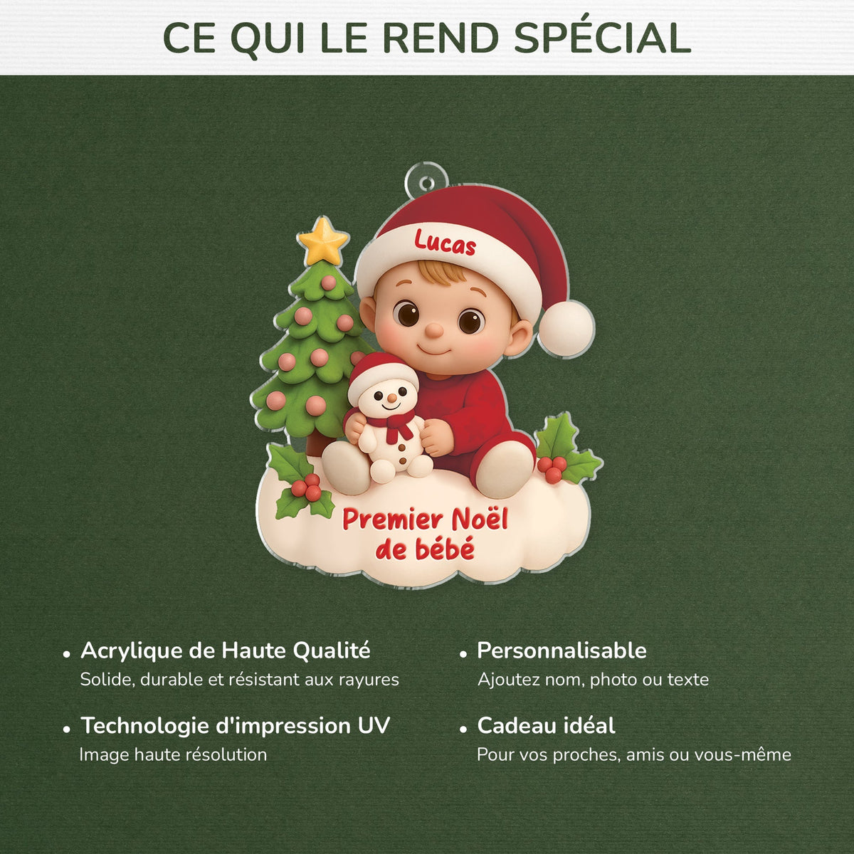 Décoration de Sapin Personnalisée – Le Premier Noël de Mon Bébé