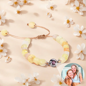 Bracelet en agate multicolore - Bijou Émotionnel Ajustable avec Projection d’Image