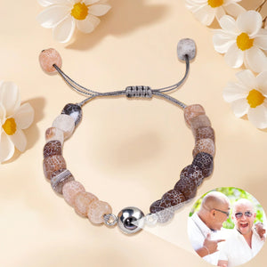 Bracelet en agate multicolore - Bijou Émotionnel Ajustable avec Projection d’Image