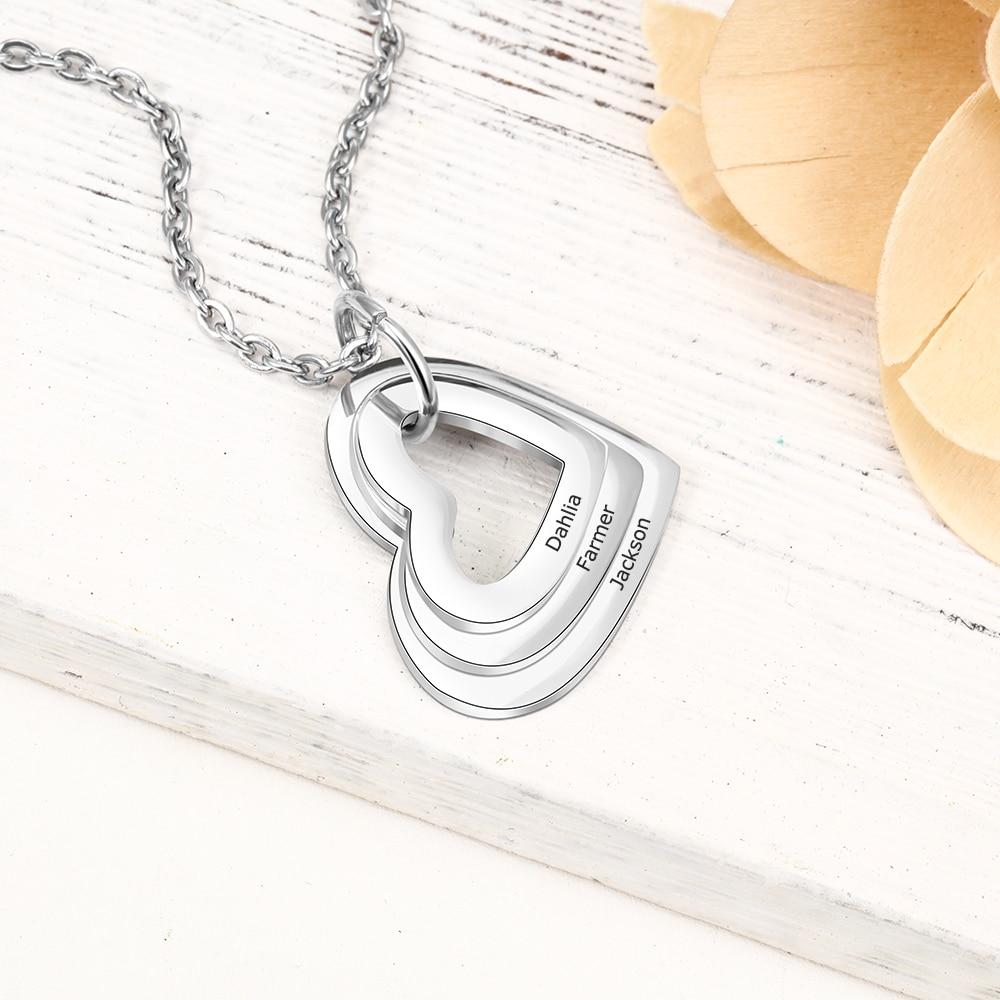 Collier Cœur Personnalisé avec Noms - Cadeau d’Anniversaire ou de Saint-Valentin