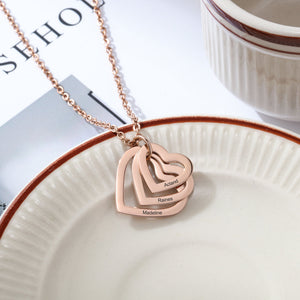 Collier Cœur Personnalisé avec Noms - Cadeau d’Anniversaire ou de Saint-Valentin