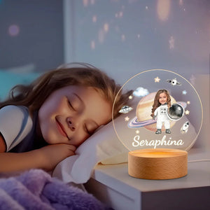 Lampe LED Personnalisée Astronaute avec Photo – Cadeau Unique pour Enfant